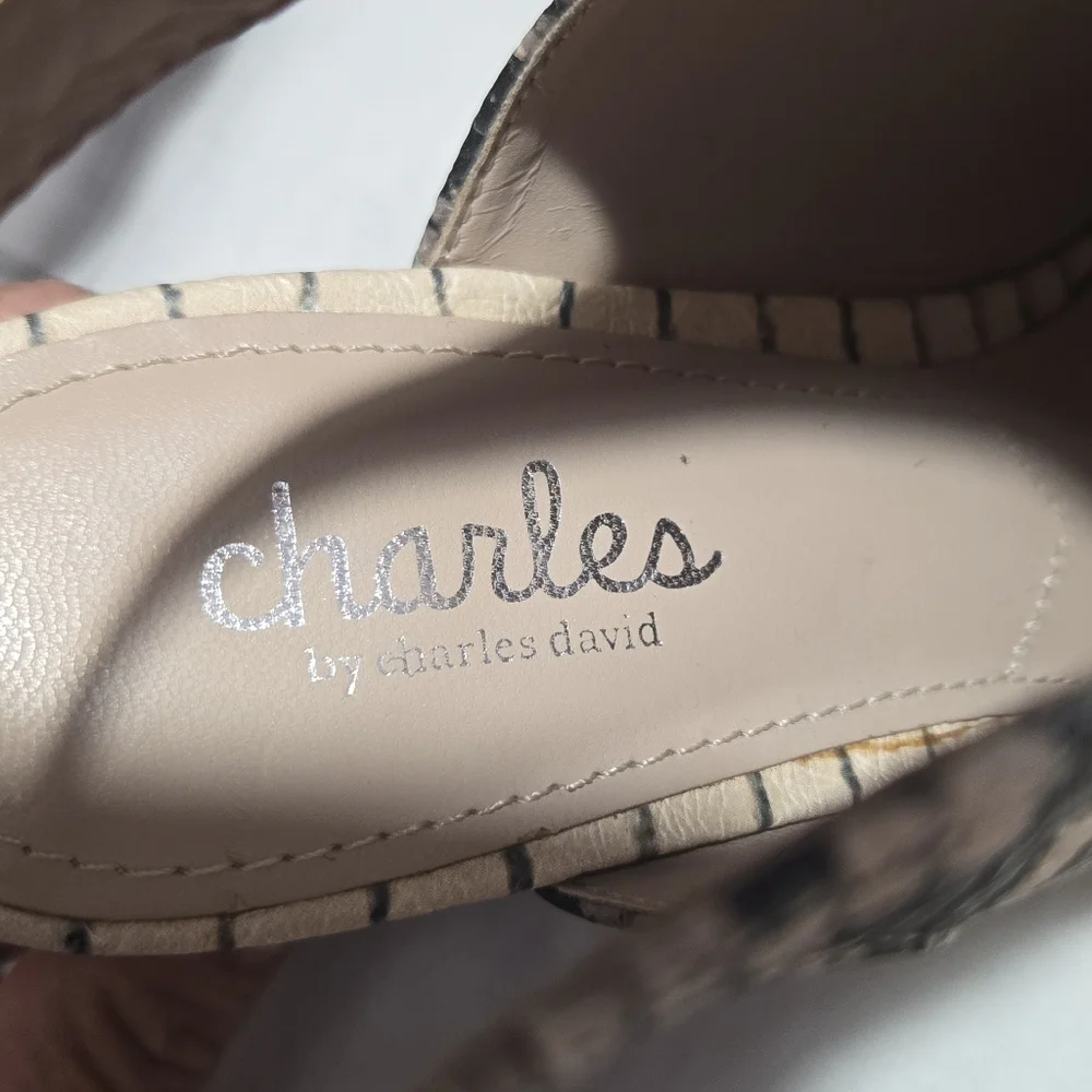 Charles By Charles David Elise Snake Print Slingback Wedges Sz 5